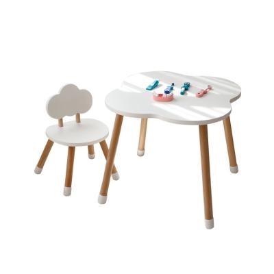 China Modern Chinese Supplier New Fashion Four Shape White Cartoon Kids Table And Wooden Chair Set for sale