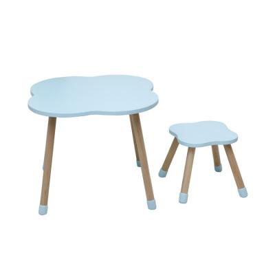 China Modern Bedroom Furniture Reasonable Price Factory Blue Wooden Table Chair Set For Kids for sale