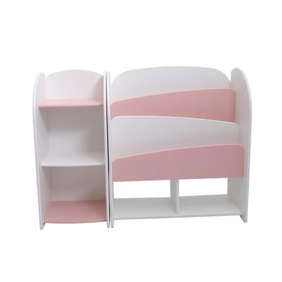 China Manufacturer Wholesale Modern Supply 2 in 1 Wooden Kids Shelf Display Rack for Bedroom for sale