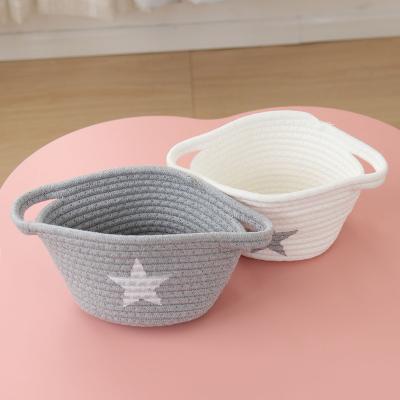 China Environmental Hot Selling Cotton Rope Basket Kids Woven Toy Storage Basket Storage Box Organizer For Playroom for sale