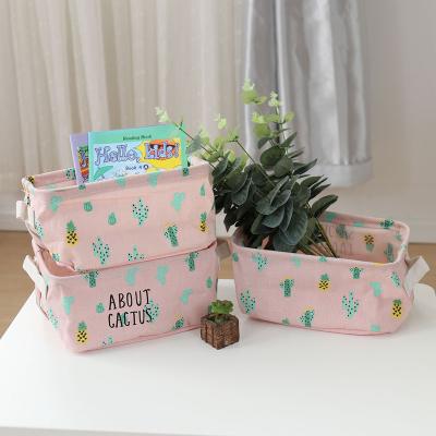 China Baby Canvas Storage Basket Folding Folding Toy Storage Basket Small Desktop Storage Box for Home Organizer for sale