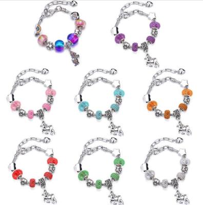 China Unicorn Crystal Charm Bracelets Bangle Mix Color DIY Bracelet Jewelry With Jewelry Box For Girls Kids for sale