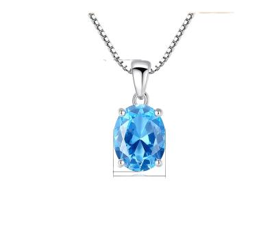 China CLASSIC 925 Sterling Silver Topaz Diamond Pendant Necklace For Ladies Sterling Silver Necklace for sale