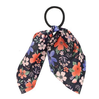 China Fashion Retro Small Creative French Romantic Floral Hair Ties Solid Color Classic Hair Rope for sale