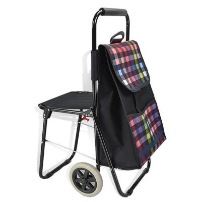 China Folding Folding Wheel Shopping Bag Trolley Cart With Seat Shopping Black Grocery Cart Foldable Tailgate for sale