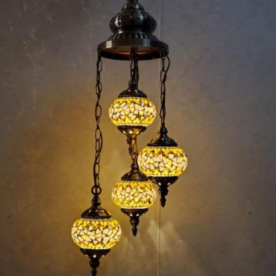 China 4 LED Ball Handwork Turkish Retro Light Turkish Retro Hanging Chandelier Living Room Light Bedroom Lights Turkish for sale