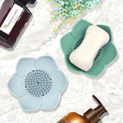 China Modern Creative Design Lotus Shape Silicone Soap Dish for sale