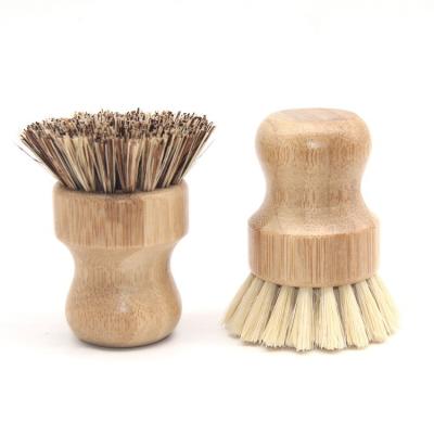 China Sustainable Natural Bamboo Kitchen Cleaning Brush With Sisal And Palm Bristle for sale