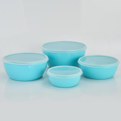 China Factory Supplier Sustainable 4PCS PP Plastic Round Bowl With Lids Customized Printing BPA Free Food Storage Box Wholesale Or Retail for sale