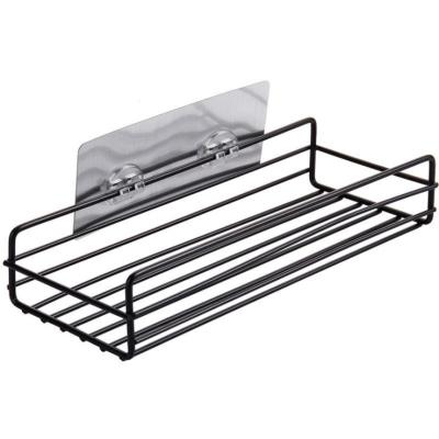 China Viable Single Tier Bathroom Metal Iron Wire Storage Basket Wall Mounted Cosmetic Container Holder for sale