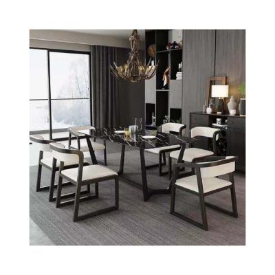 China Luxury Modern Marble Texture Adjustable Restaurant Furniture (Other) Home Dining Table and Chair Set for sale