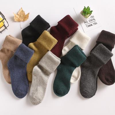 China Double Needle Mid Tube Sporty Stacked Bridling Women's Socks Solid Color Woolen Socks for sale