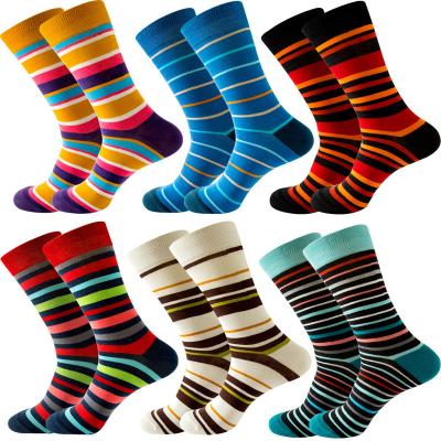 China 2022 New Amazon Viable Stripe Geometric Men's Gradient Street Fashion Socks Soft Women's Medium Tube Socks for sale