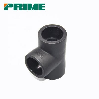 China Useful plastic black pe fitting pipe HDPE equal fitting pipe SDR11 1.6Mpa plastic pe fusion tee T25 25mm PN16 for sale