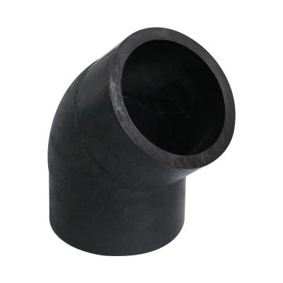 China Longevity Pe Butt Fusion Pipe Fitting High Bend 45 Degree Elbow HDPE Gas Black Plastic Pipe Fitting for sale