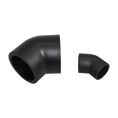 China Eco-friendly HDPE Socket Fusion Pipe Fitting L75x45 Degree Elbow HDPE Plastic Pipe Fitting for sale