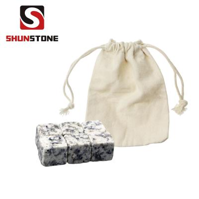 China 6pcs Disposable Granite Whiskey Stones With White Cotton Bag / Beverage Accessories for sale