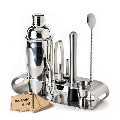 China Bars Clubs Bartender Kit with Holder Bar Set Cocktail Shaker Set for Drink Mixing Bar Tools Shaker Jigger Strainer Bar Spoon Tongs Opener for sale