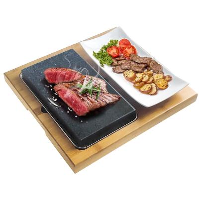 China Sustainable Amazon Success Steak Stone Cooking Stone Sizzling Bamboo Cutting Board For BBQ for sale