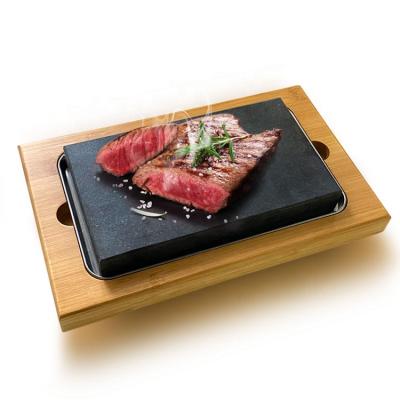 China Sustainable Steak Stone Set Lava Rock Granite Stone Sizzling STEAK DISH SET FOR BBQ Cooking for sale