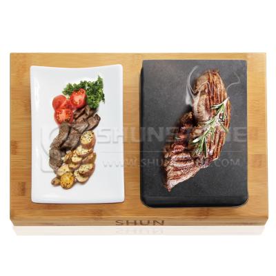 China Sustainable Restaurant Lava Steak Stone And Rock Grill Cooking Tray For Party for sale