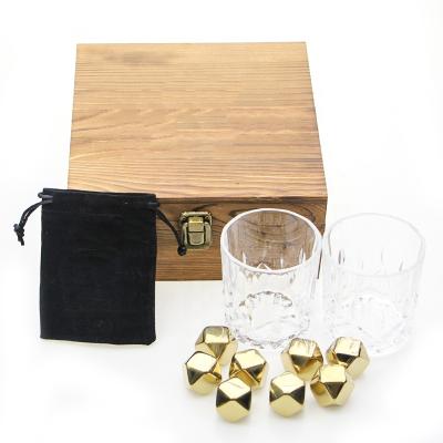 China Disposable Gold Whiskey Stones and Whiskey Glass Stainless Steel Cubes for Christmas for sale