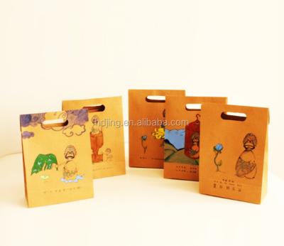 China Recyclable High Quality Custom Die Cut Paper Craft Paper Bag Gift Bag With Logo Print (H-024) for sale