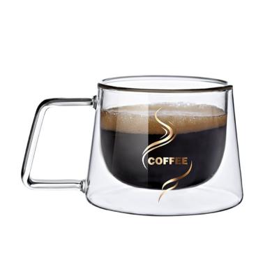 China Modern High Borosilicate Double-Layer Glass Coffee Cup Mug Coffee Mug for sale