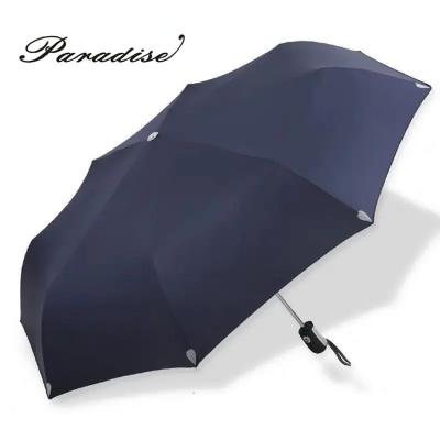 China Good Quality Solid Color Contemporary Chinese 3 Fold Sun And Rain Automatic Umbrella for sale