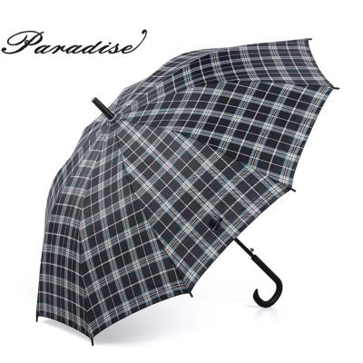 China Manufacture Big Large Size Plaid Plaid Straight Handle Rain Semi-automatic Umbrella for sale