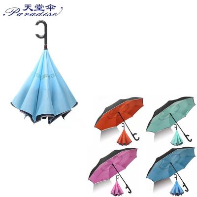 China Promotion traditional wholesale designer Paradise umbrella luxury inverted double layer inverted paraguas umbrellas for rain for sale