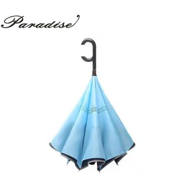 China Traditional Paradise Customization Advertising Manual 8 Um Creative Manual Handless Bone Girls Umbrellas Double-Layer Transparent Reverse for sale