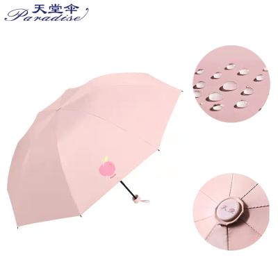 China Paradise Traditional Bestselling Color Automatic 3 Fold Umbrella With Logo Printing Promotional Women S UV Proof Waterproof for sale