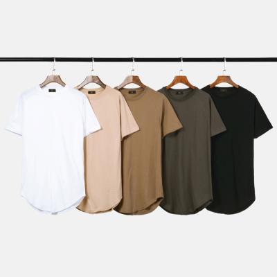 China Wholesale Men's Anti-Shrink Edge T-shirt New Arrival Curved Scoop Bottom T-Shirt for sale