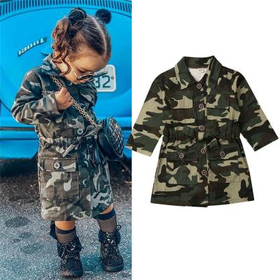 China Autumn Fashion Kids Girls Long Sleeve Lapel Viable Ditch Casual Single Breasted Spring Camouflage Jacket Coat For Girls 1-6Y for sale