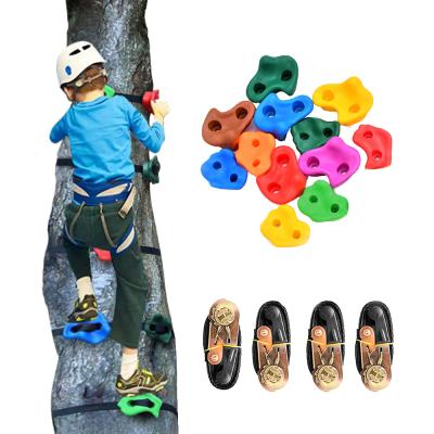 China Eco-friendly Outdoor Kids Adventure Rock Climbing Stones Climbing Wall Swing Holds For Kids Playground Amusement Park for sale