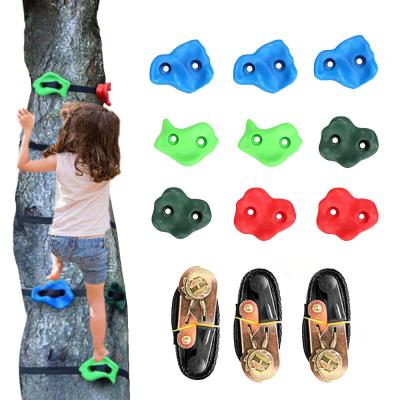 China Eco - Friendly Outdoor Kids Adventure Rock Climbing Stones Climbing Wall Swing Holds for sale