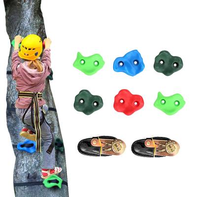 China Eco-friendly Outdoor Kids Adventure Rock Climbing Stones Climbing Wall Swing Holds For Kids Playground Amusement Park for sale