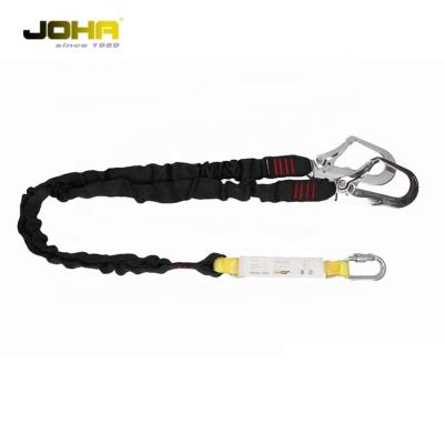 China Two Hooks High Tenacity Polyester Large Opening Snap Security Lanyard With Energy Absorber for sale