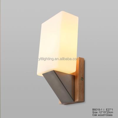 China Decorative modern led glass wall lamp reading lamp base modern wood indoor home wall light vintage lights for sale