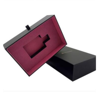 China Tow Pieces Handmade Lid and Cardboard Shoulder Rigid Low Paper Pack Hard Box with Eva Foam Insert for sale