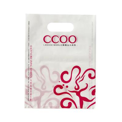 China Die Cut Handle Custom Logo Printed LDPE Grocery Bags Plastic Merchandise Bags Te koop