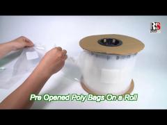 pe fan folded pre opened poly auto bag on roll antistatic perforated design