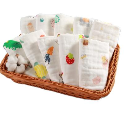 China Sustainable Cotton Baby Drool Gauze Square Towel Toddler Face Wash Towel Handkerchief for sale