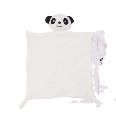 China Air-permeable children accompany sleep doll cotton gauze panda saliva towel baby blanket belly blanket for sale