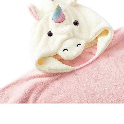 China Baby Absorbent Baby Kids Bath Towel Cap Towel Baby Kids Cartoon Bath Towel Breathable Coral Velvet Bathrobe for sale