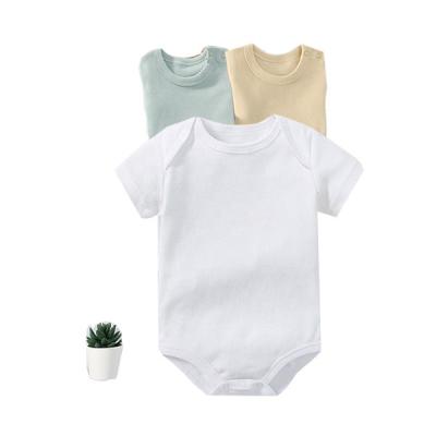 China Spandex/Organic Cotton Wrap Collar Girl Rompers Newborn Plain Ribbed Baby Clothes for sale