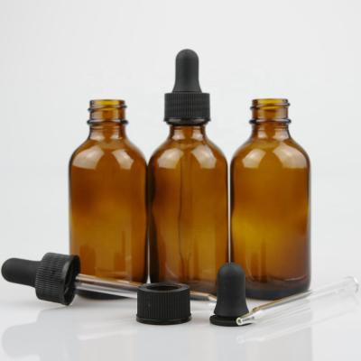 China Cosmetic 2 ounce 60ml color glass boston amber bottle with 20mm dropper cap for eliquid for sale