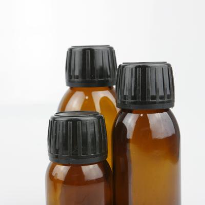 China Chemical Plastic Tamper Evident 28 Screw Cap For 30ml 60ml 100ml Amber Empty Oral Liquid Bottle for sale