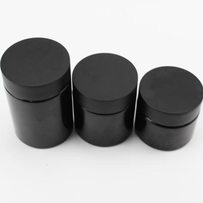 China Personal Care Wholesale 3oz 4oz 6oz Black Plastic Jar With 52mm Black Plastic Child Resistant Cap for sale